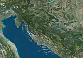 Slovenia, Croatia, Bosnia and Herzegovina, satellite image