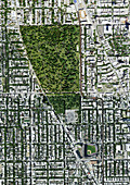 Wrigley Field and Graceland Cemetery, USA, satellite image