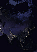 Asia at night, satellite image