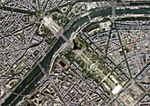 Eiffel Tower, Paris, France, satellite image