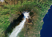 Eruption of Mount Etna, Sicily, Italy, satellite image