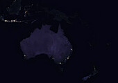 Oceania at night, satellite image