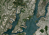 Newark, Jersey city and Manhattan, USA, satellite image