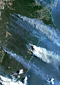 Bushfires in Batemans Bay, Australia, satellite image