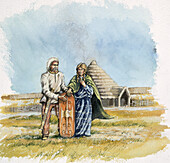 Iron Age Man and Woman, c400BC, illustration