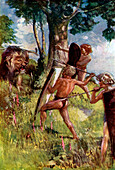 Lion hunters of the European Bronze Age, illustration