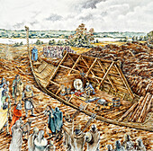 Sutton Hoo ship burial, 7th century, illustration
