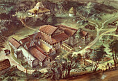 Lullingstone Roman Villa, AD360, illustration
