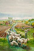 Rural landscape, illustration