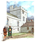 Portchester Castle, mid 14th century, illustration