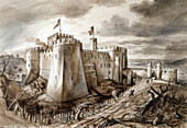 Goodrich Castle, late 13th century, illustration