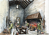 Kitchen block at Wolvesey, Old Bishop's Palace, illustration