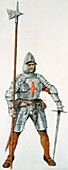 English soldier, Battle of Flodden Field, 1513, illustration