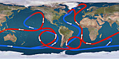 Global ocean currents, illustration