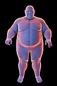 Obese man standing, illustration