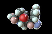 Amoxicillin drug molecule, illustration