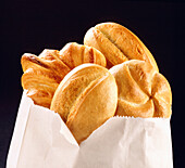 Fresh bread rolls in paper bag