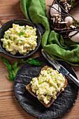 Healthier egg salad with eggs, celery and Greek yogurt