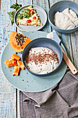 Natural yogurt with linseed and papaya