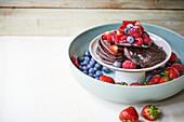 Chocolate pancake with fresh berries