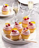 New Year's Eve cupcakes with red fruit