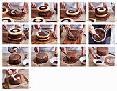 Preparing Checkered chocolate cake