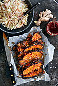 Ribs with coleslaw