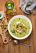 Wild garlic soup with croutons