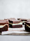 Mint brownies with chocolate ganache