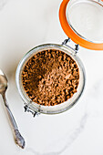 Cocoa powder in a jar