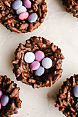 Chocolate bird's nest biscuits for Easter