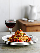 Spaghetti with chorizo and rosemary pangrita