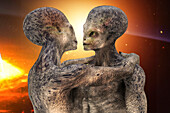 Aliens in love, illustration