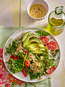 Quinoa salad with savoy cabbage and avocado