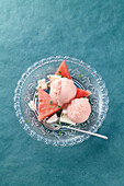 Watermelon and feta sorbet with mint