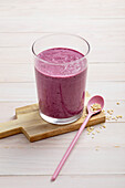 Blueberry shake with curd cheese and oatmeal