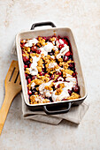Fruit crumble with oat flakes