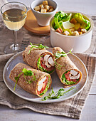 Chicken Caesar tortilla wraps