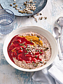 Buckwheat porridge with sour cherry sauce