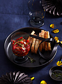 Cheese crackers with marinated bell pepper