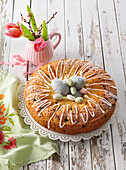 Easter ricotta cake made with egg liqueur