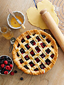 Autumn berry pie with lattice crust