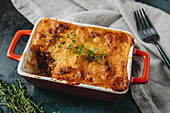 Irish Shepherd's Pie (minced meat casserole with potato and cheddar topping)