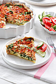 Savory tart with spinach and bacon
