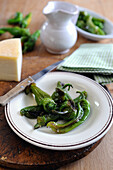 Grilled green peppers with cheese