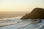 Heceta Head Lighthouse At Dusk Along The Oregon Coast; Oregon, United States Of America