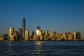 The New World Trade Center At Sunset As Viewed From Jersey City, New Jersey; New York City, New York, United States Of America