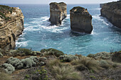 Contrasting Colours Of Sea And Limestone On Australian Coastline; Victoria, Australia