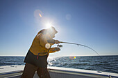 Fishing Off A Boat; Montauk, New York, United States Of America