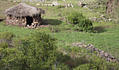 Die runden Häuser mit Strohdächern zieren die Landschaft und die Berghänge; Toro Toro, Bolivien